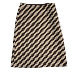 J. Crew Women's Wool‎ Blend Zigzag A-Line Skirt Size 4 Brown Beige Knee Length